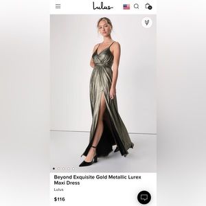 Lulu’s Beyond Exquisite Gold Metallic Maxi Dress